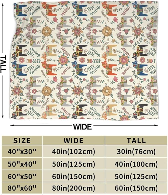 Swedish Dala Horses Throw Blanket Soft Fleece Blanket Men Women Gift for Kids Boys Girls for Party Couch Sofa Bed Deco Blankets 50x40