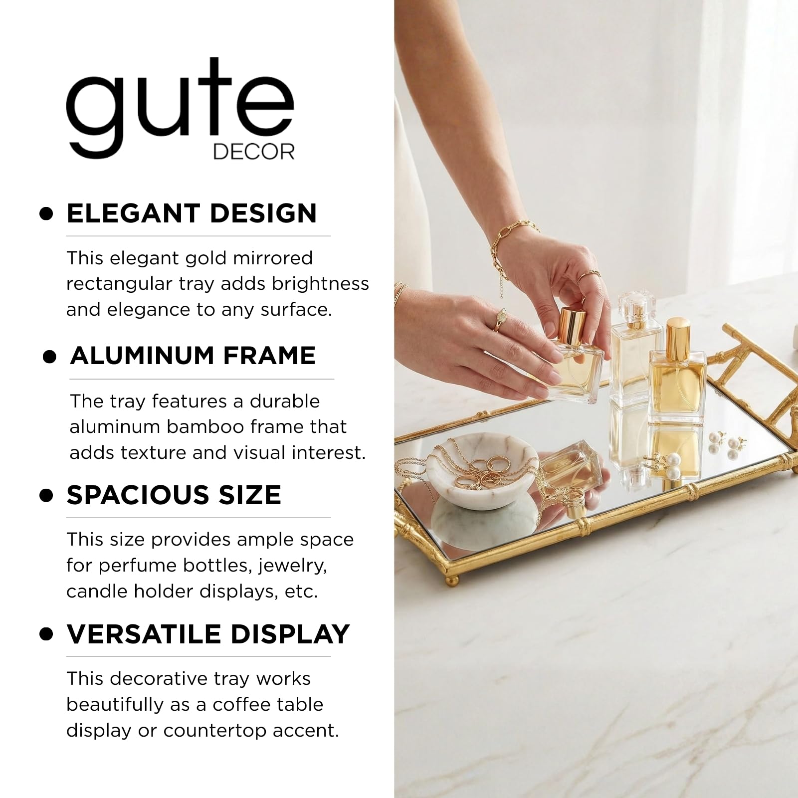 Gold Mirrored Decorative Tray, 20