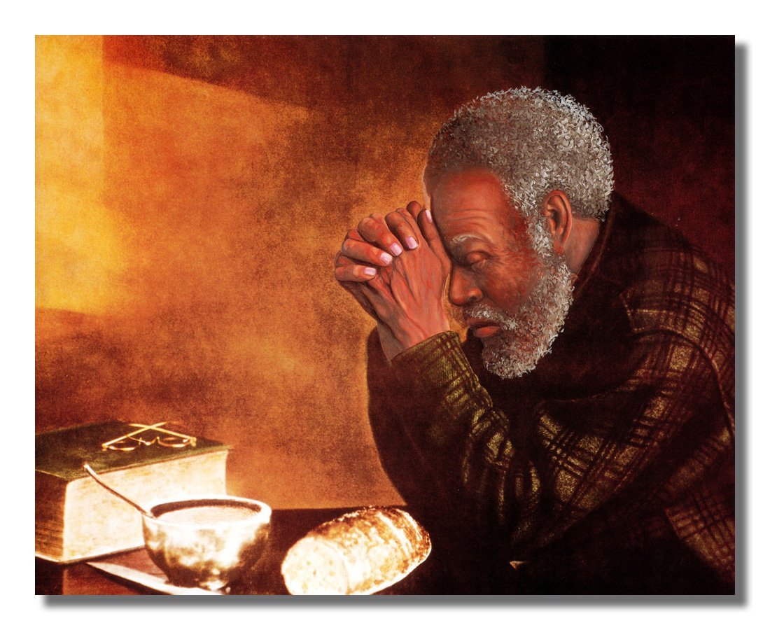 Religious Wall Art - African American Prayer Grace 8x10 Art Print, Faith Decor
