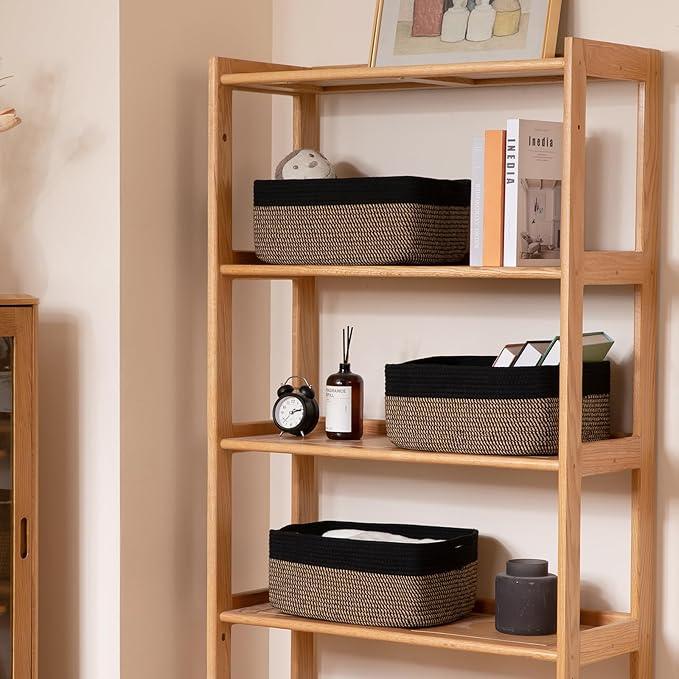 Storage Baskets for Organizing 3 Pack, Woven Baskets for Shelves, Closet Organizer Bins Empty Gift Basket Toy Storage for Toys, Books, Towels, Clothes, 15