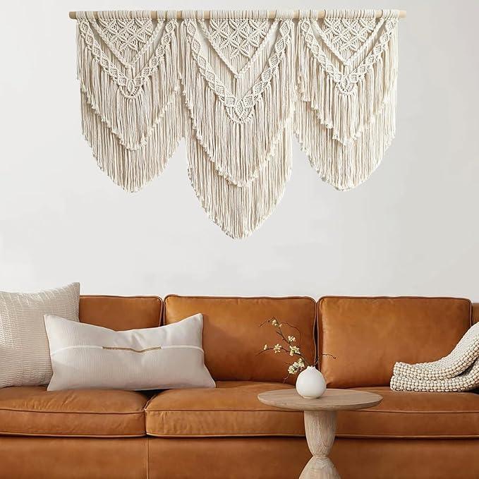 large macrame wall hanging - Boho Tapestry Macrame Wall Decor Art- Chic Bohemian Handmade Woven Tapestry Home Decoration for Bedroom Living Room Apartment Wedding Party - 43