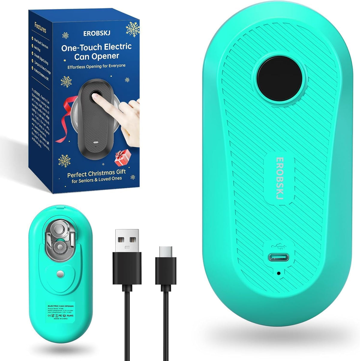 Rechargeable Electric Can Opener for Seniors & Arthritis | One-Touch Hands-Free Smooth Edge Can Opener, USB-C, Compact Kitchen Gadget