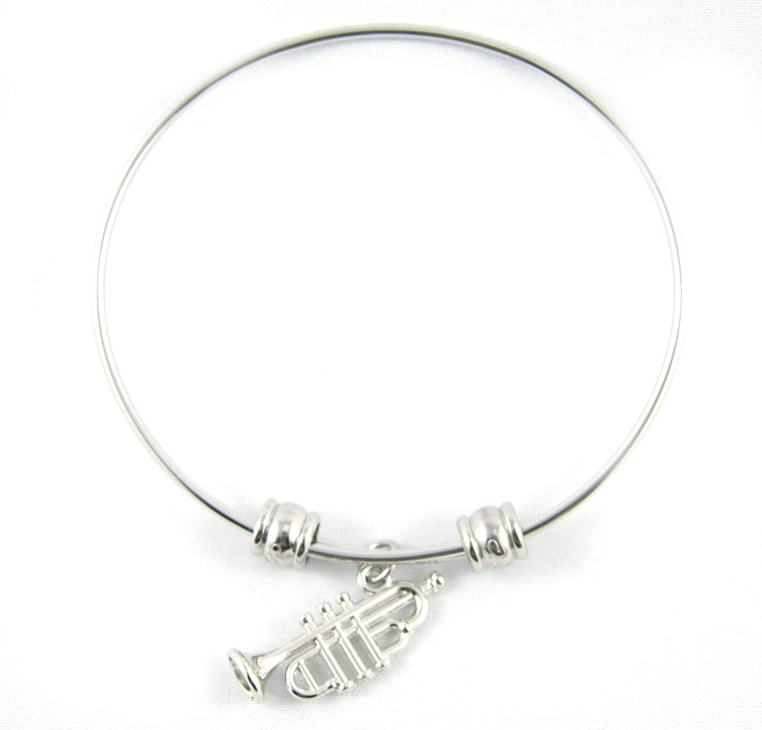 Trumpet Gifts | Trumpet Charm Bangle Bracelet Accessories Hypoallergenic Stainless Steel Trumpet Jewelry and Trumpet Charm for Marching Band Jewelry Gift for Women and Men and Music Gifts