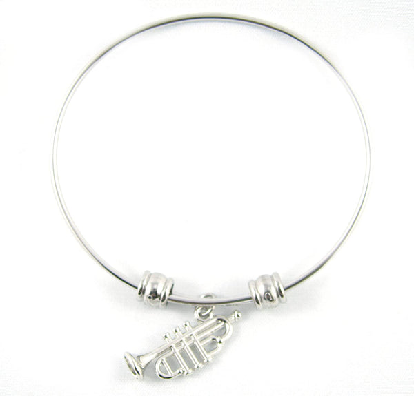 Trumpet Gifts | Trumpet Charm Bangle Bracelet Accessories Hypoallergenic Stainless Steel Trumpet Jewelry and Trumpet Charm for Marching Band Jewelry Gift for Women and Men and Music Gifts