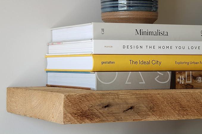 Urban Legacy Deep Floating Shelves | Reclaimed Barn Plank Deep Floating Shelves with Low Profile Brackets | High Weight Capacity (24