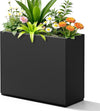 FENCY Metal Planter Box, Large Rectangular Planters for Outdoor Plants, Outdoor Tall Planters with Drainage Holes, Black Metal Planters (30