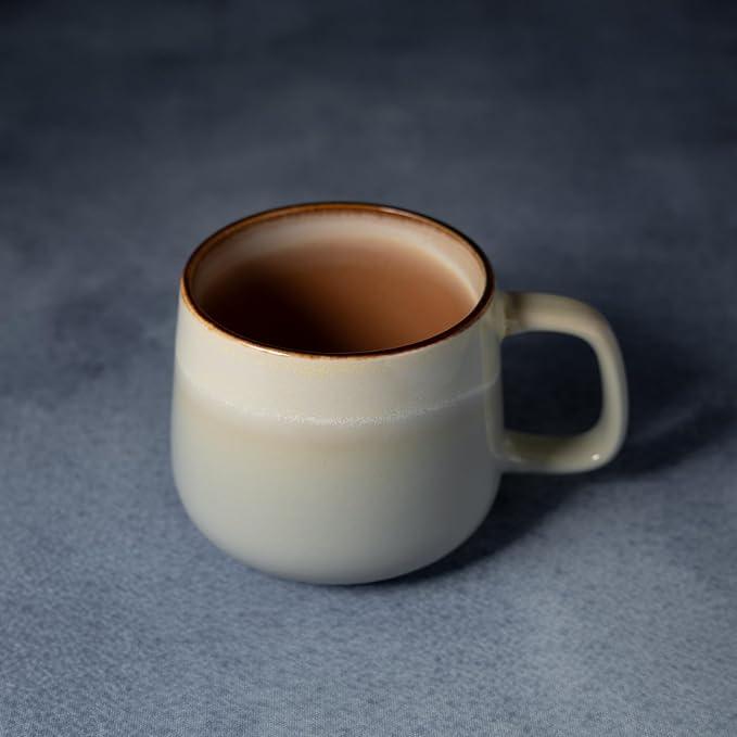 Ceramic Coffee Mugs Set of 4, 12 oz Stoneware Coffee Cups with Comfortable Handle for Latte, Tea, Cappuccino, Cocoa -Microwave and Dishwasher Safe - Modern Unique Aesthetic - Reactive Glaze