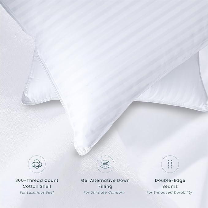 Threadmill Soft Bed Pillows King Size Set of 2 | Down Alternative Cooling Soft Pillows for Sleeping | 20 x 36 Hotel, King Size Pillows 2 Pack for Back, Stomach or Side Sleepers