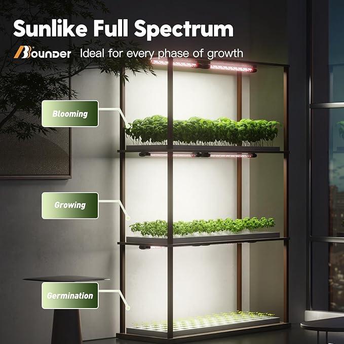 BBOUNDER 1 Pack 2ft LED Grow Light, Sunlike Full Spectrum Integrated Plant Light for Hydroponic Indoor Plant Seedling Veg and Flower, Plug in Plant Light with On/Off Switch