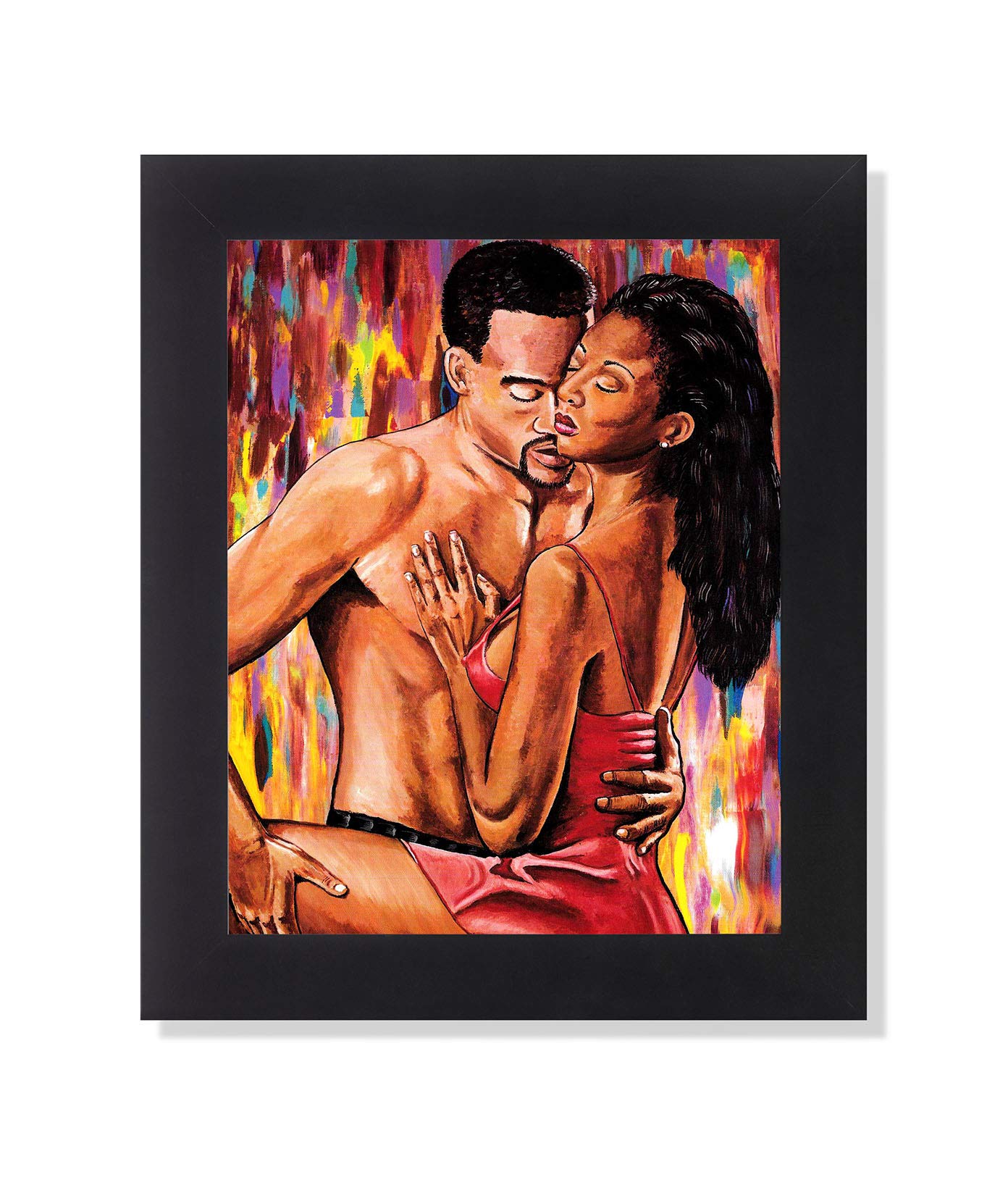 Black Framed Art Print - 8x10 African American Couple Art in Oak Frame