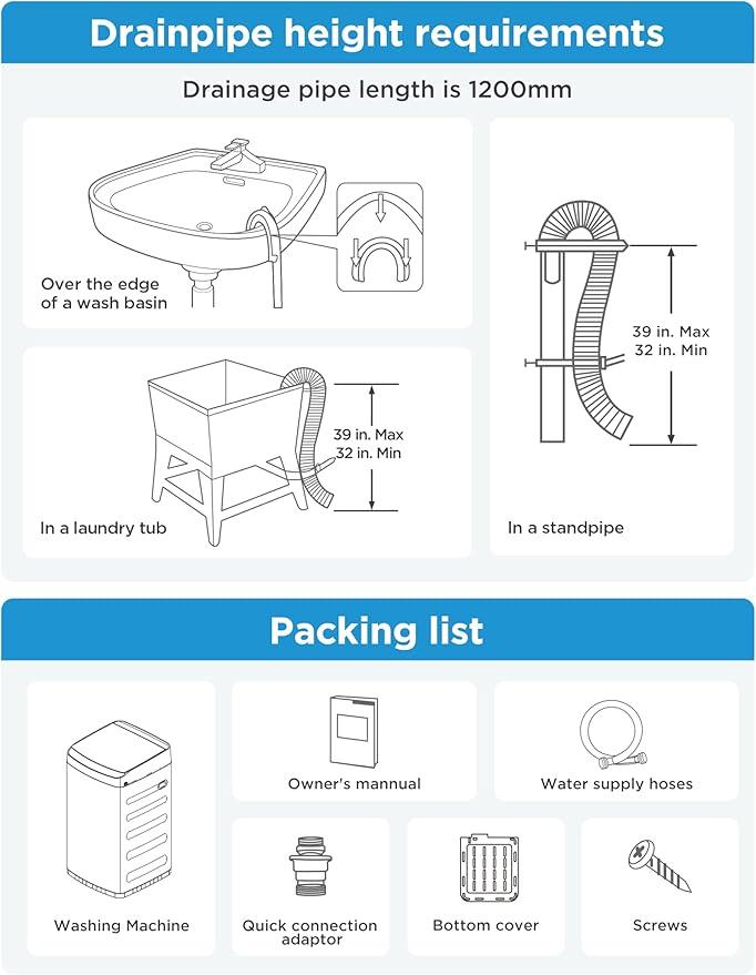 Midea MLTW09M1BWW Portable Washer with 6 Cycles, Drum Clean, Quick, Stainless Steel Tub, Transparent Lid, LED Display Washing Machine, 0.9 cu. ft, White