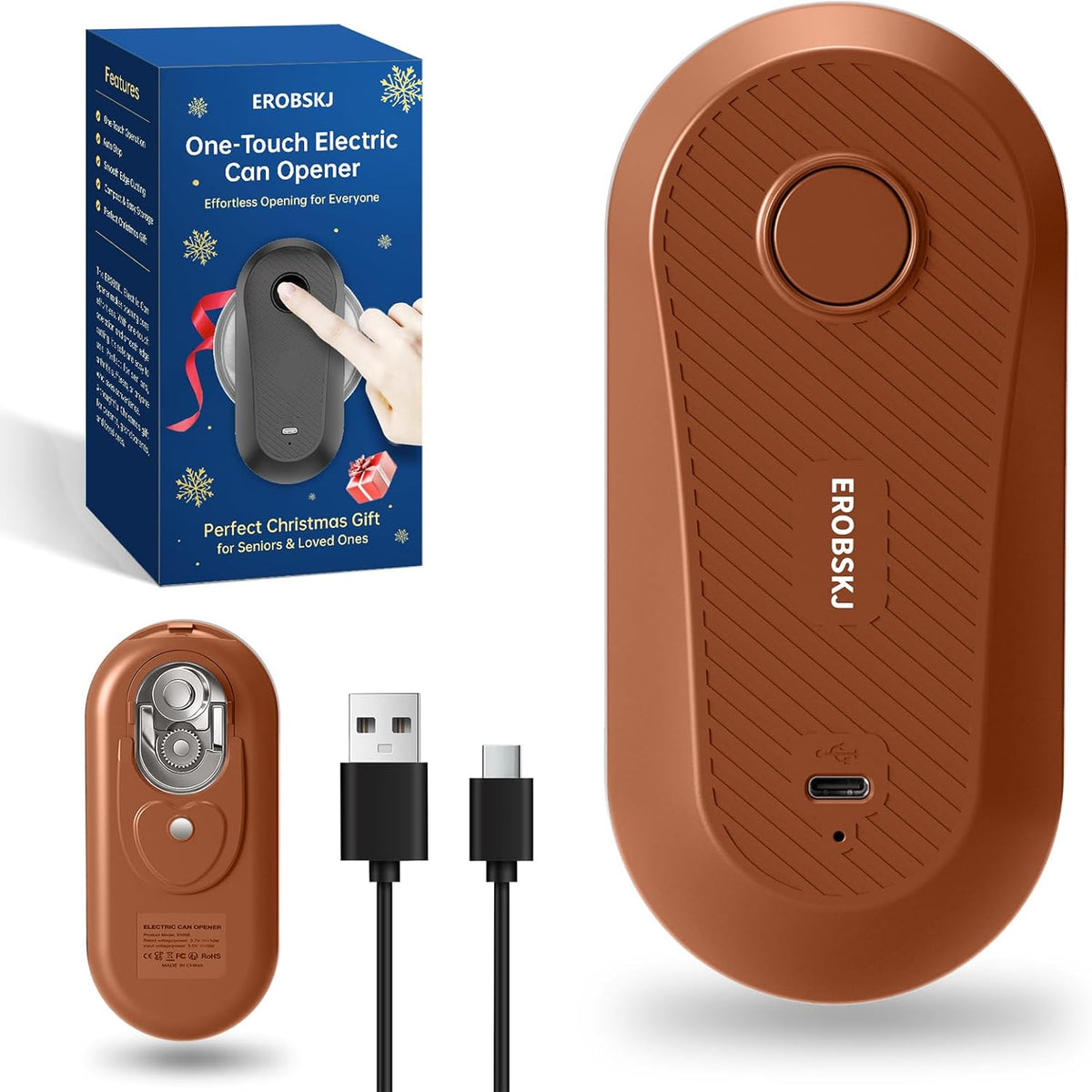 Rechargeable Electric Can Opener for Seniors & Arthritis | One-Touch Hands-Free Smooth Edge Can Opener, USB-C, Compact Kitchen Gadget