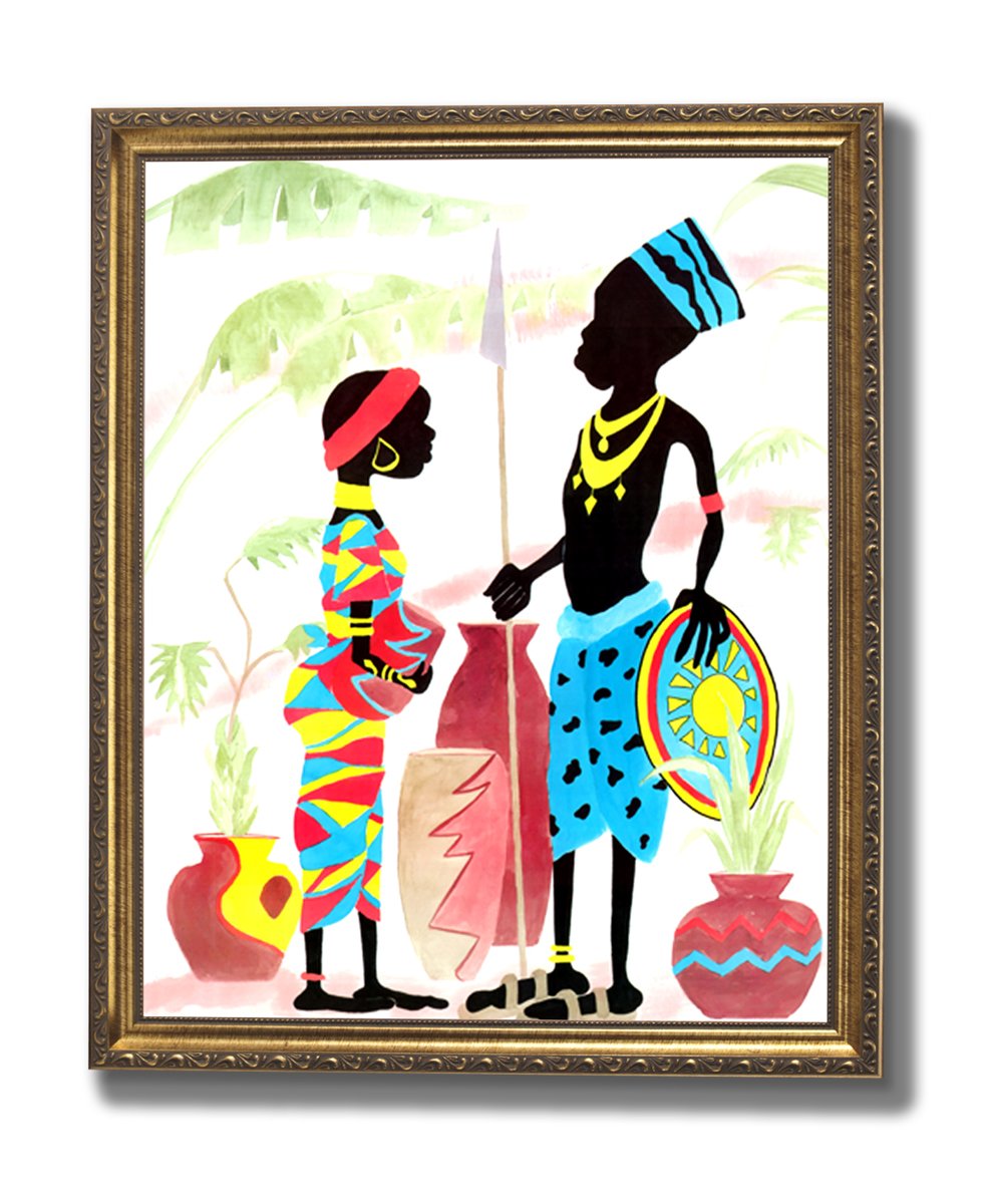 African American Wall Art – Black Family Print With Gold Framed Picture, 18x22