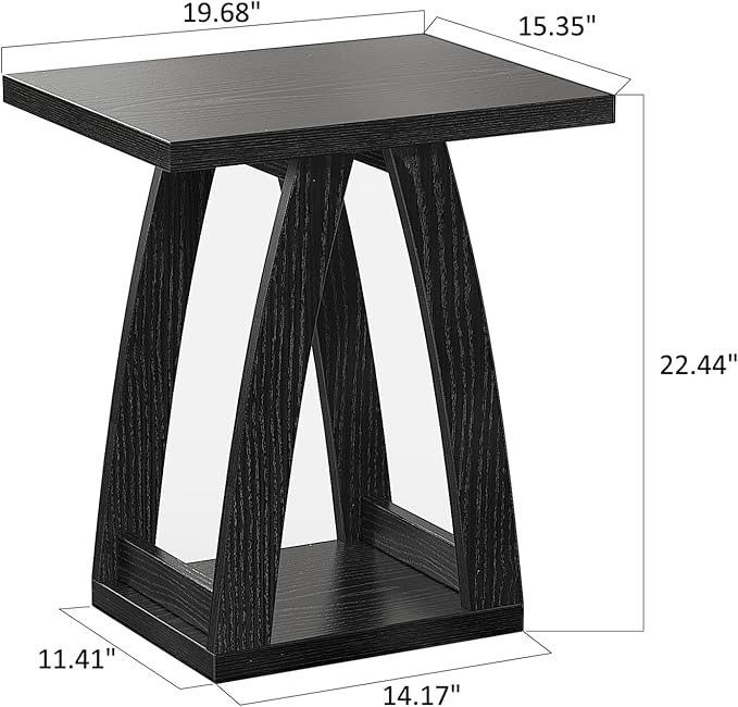 End Tables Living Room, Side Table Beside Sofa, Nightstand for Bedroom, Couch Side Table with Shelf, Modern End Table for Living Room, Black End Table