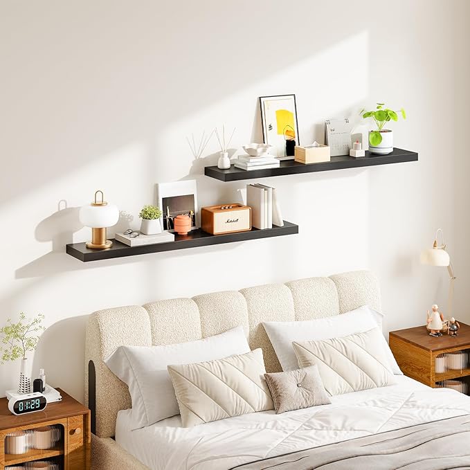 HOOBRO Floating Shelves for Wall, Wall Mounted Shelf Set of 2, 47.2