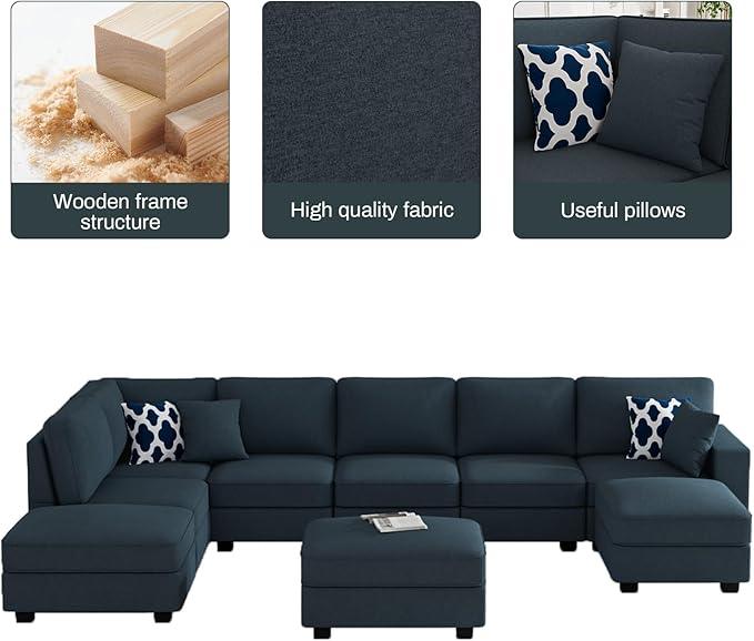 L Lengend Vansen Modular Sectional Sofa U Shaped Couch with Ottoman Modern Reversible Corner Sectional Couch for Living Room (Charcoal, U Shaped Sofa-4)