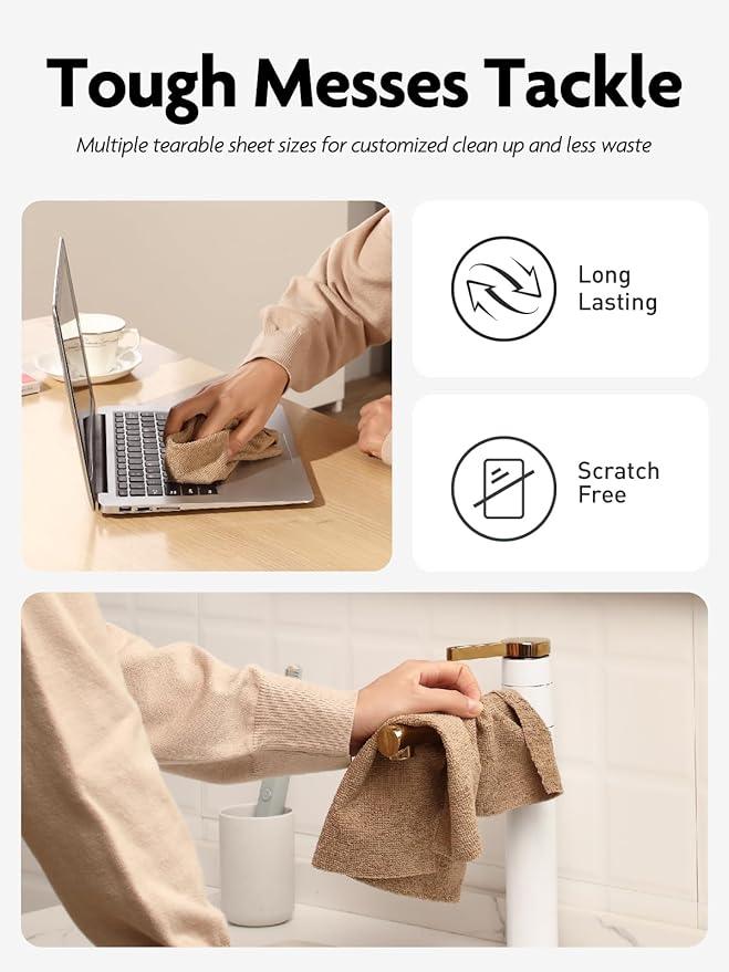 Fantasticlean Microfiber Cleaning Cloth Roll -60 Pack, Tear Away Microfiber Towels, 12