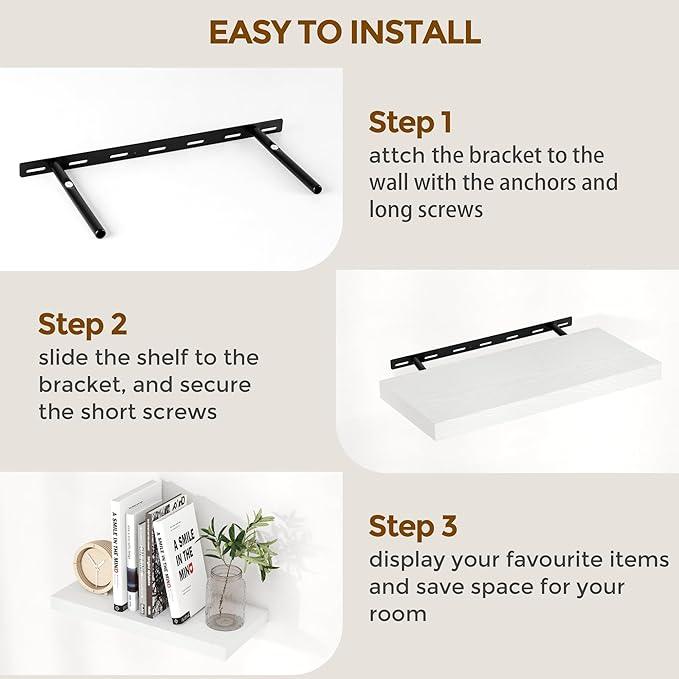 40 Inch Floating Shelves White, 40