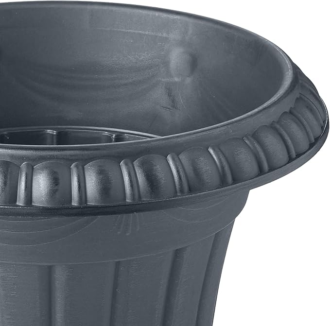 PL00GY Classic Traditional Plastic Urn Planter Indoor/Outdoor, 16