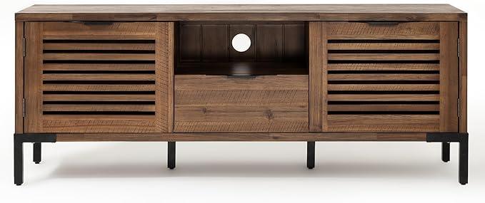 Bme Millie Solid Wood TV Stand for TVs up to 65 Inches, Modern Farmhouse TV Stand with Rustic Charm, TV Stands for Living Room, Chestnut