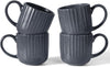 famiware Coffee Mugs Set of 4, Starlight 11 oz Mug Cup Set with Handle for Coffee, Tea, Cocoa, Milk - Ceramic Stoneware Mug Set, Matte Black Grey