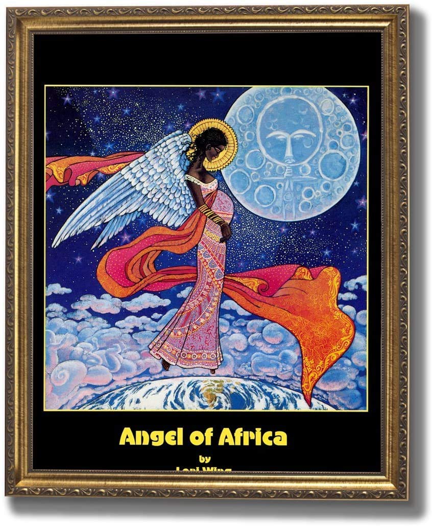 Framed Art Print – African American Black Angel 8x10 Wall Art With Gold Finished Frame