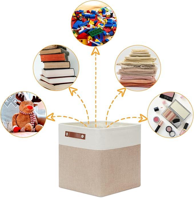 DULLEMELO Cube Storage Bins - 4 Pack Foldable Large Storage Baskets 12 inch Gifts Empty Fabric Bins for Home Office Cubes Organizer Closet, Shelves, Toy, Nursery (4 Pack - 12