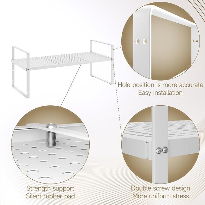 Hole Pattern Expandable Shelf Organizer,2Pack 8.1