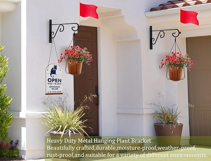 Hanging Plant Hanger 4Pcs Plant Hanger Wall Hooks,6in Metal Plant Bracket Hook for Outdoor or Indoor Hanging Flower Baskets,Wind Chimes,Solar Lanterns
