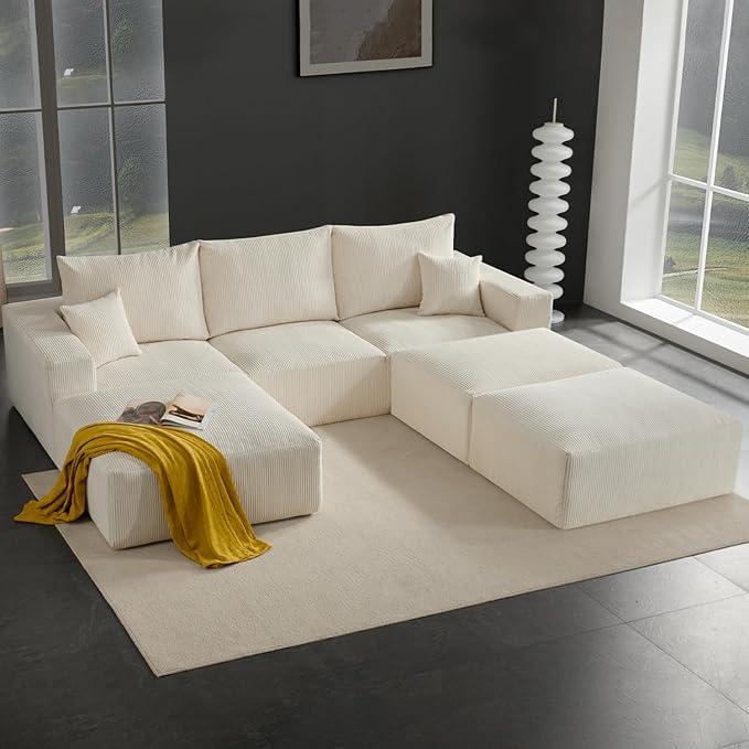Boneless Sectional Cloud Couch Sofa Bed for Living Room, 112
