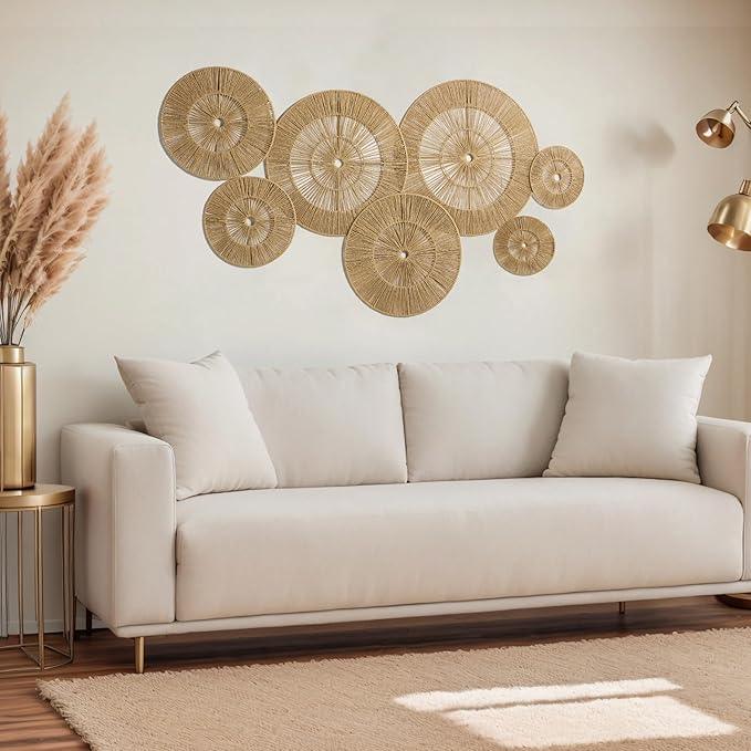 Mokof 7 Pack Boho Wall Decor Round Baskets Set (Small 7