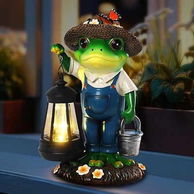 Solar Garden Decor - Frog Statues with Lantern 9