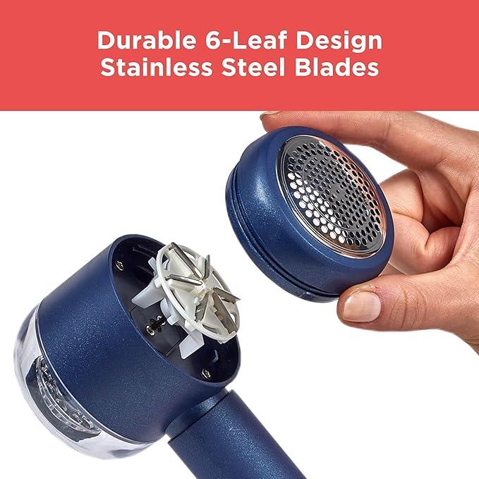 BLACK+DECKER Rechargeable USB-C Fabric & Garment Shaver – Large Capacity Lint Remover for Clothing and Upholstery, 6 Stainless Steel Blades