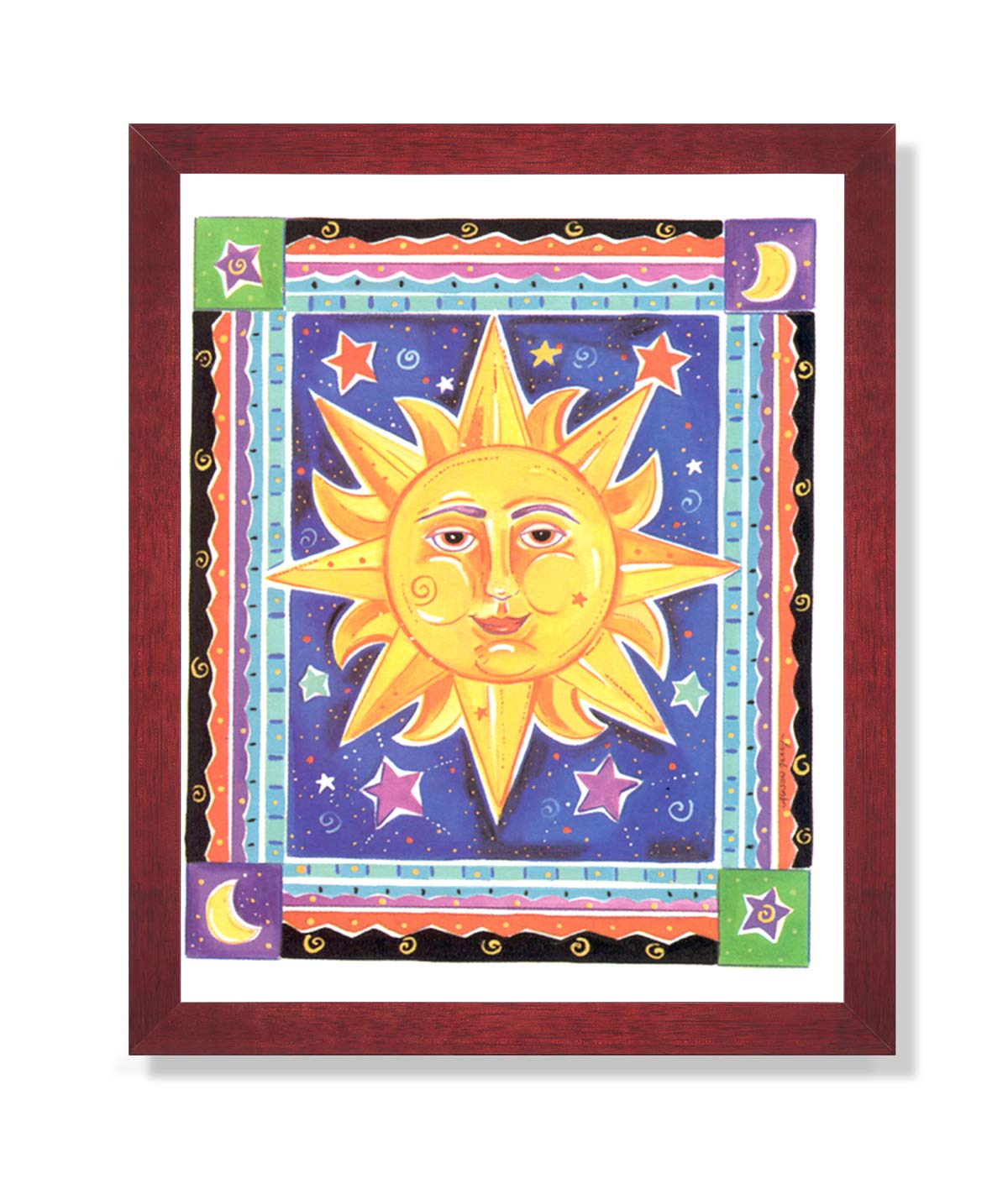 Framed Art Print - Celestial Sun Galaxy Kids Room Decor | Solid Wood Frame, Ready to Hang