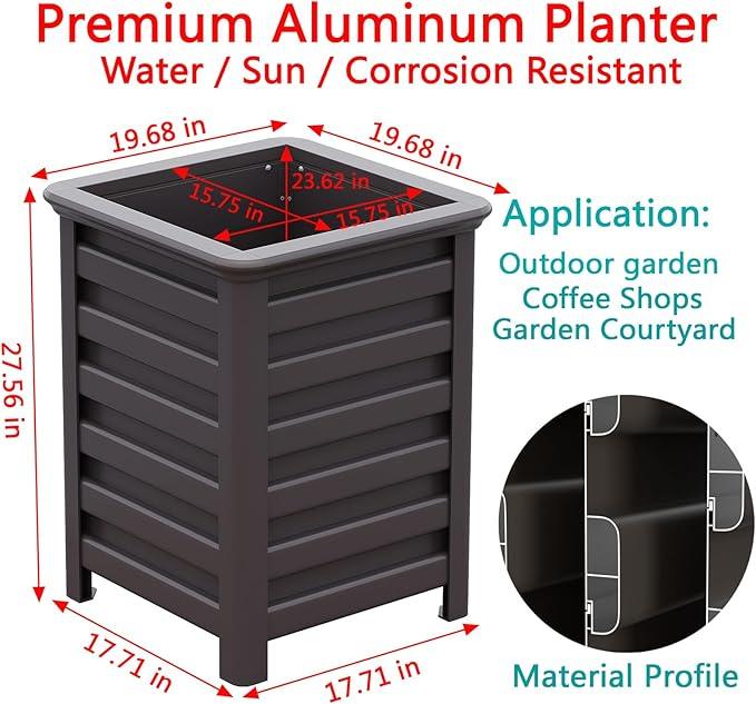 Aluminum Outdoor Planter - 19.68