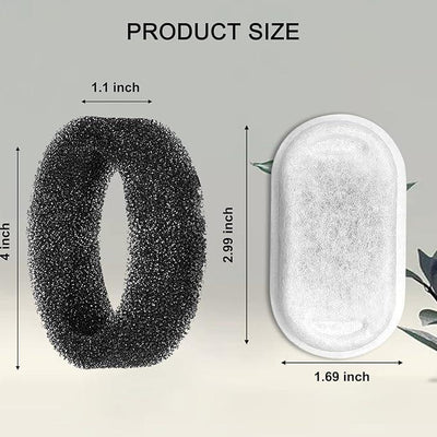Cat Water Fountain Filters for 108/3.2L& 67oz/2L Stainless Steel Pet Water Dispenser,16 Cat Fountain Filter Replacement with 16 Sponges (16 Filters&16 Sponges)