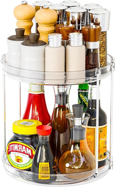 2 Tier Lazy Susan Turntable for Cabinet,Countertop,Pantry,9.5