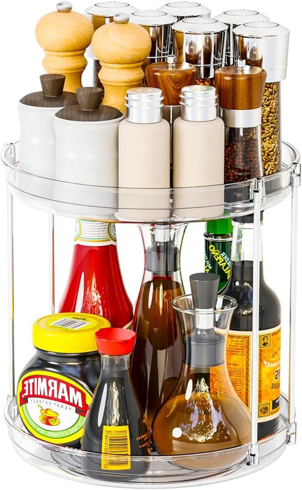 2 Tier Lazy Susan Turntable for Cabinet,Countertop,Pantry,9.5