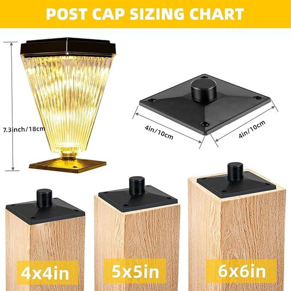 Solar Post Cap Lights 6 Pack Outdoor Waterproof Solar Fence Post Lights Sun Powered Pillar Lights Garden Decorative Yard Patio Walkway Pathway Lights