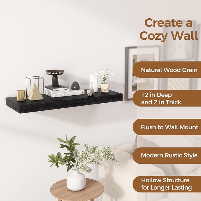 Fun Memories Black Floating Shelves 30