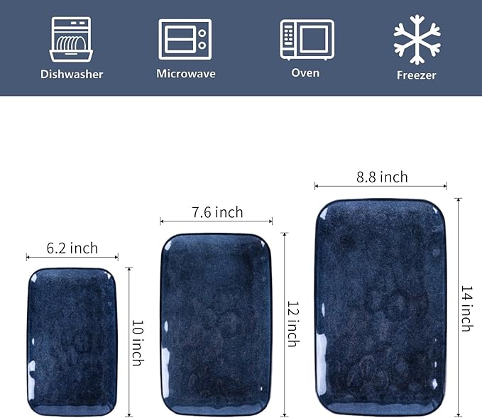 vicrays Ceramic Rectangle Serving Platters - 14