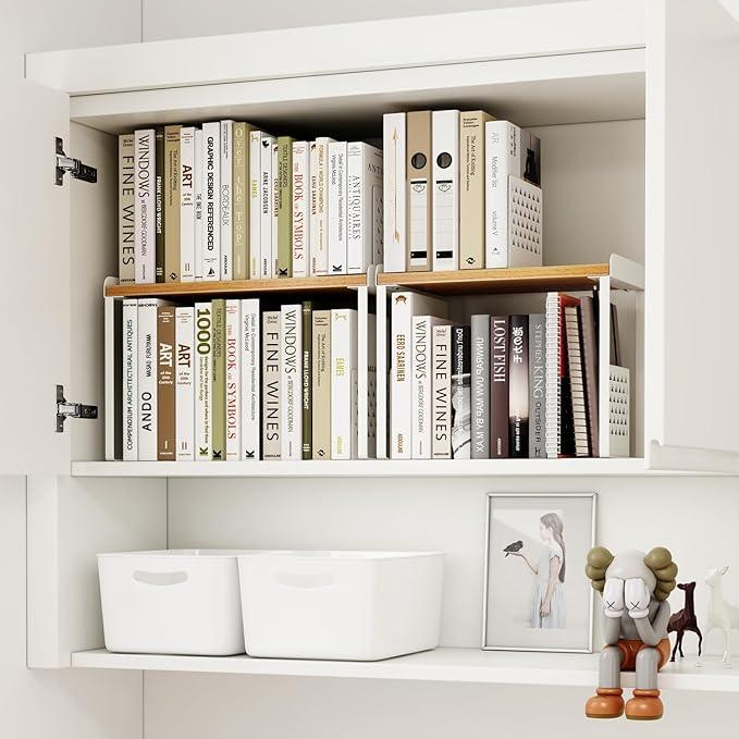 Mitus Shelf Organizer and Storage, Stackable Tiered Wood Cabinet Rack for Countertops, Desktops, Cabinets (Set of 2) 12