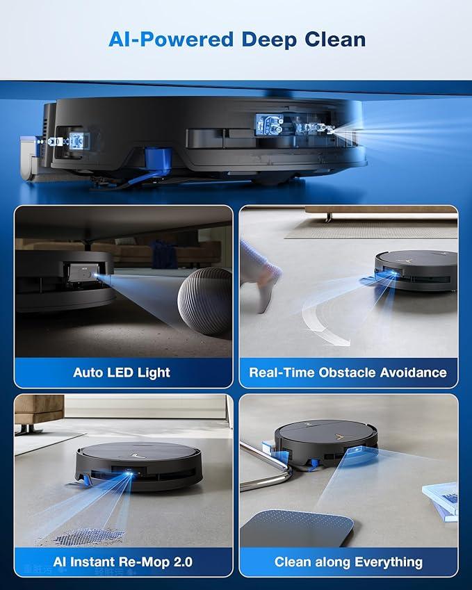 ECOVACS DEEBOT X9 PRO Omni Robot Vacuum and Mop, Blast™ 16,600Pa Suction, OZMO Roller Instant Self-Washing Mopping, ZeroTangle™ 3.0, Triple Lift System, AI Smart Navigation, Hands-Free Omni Station
