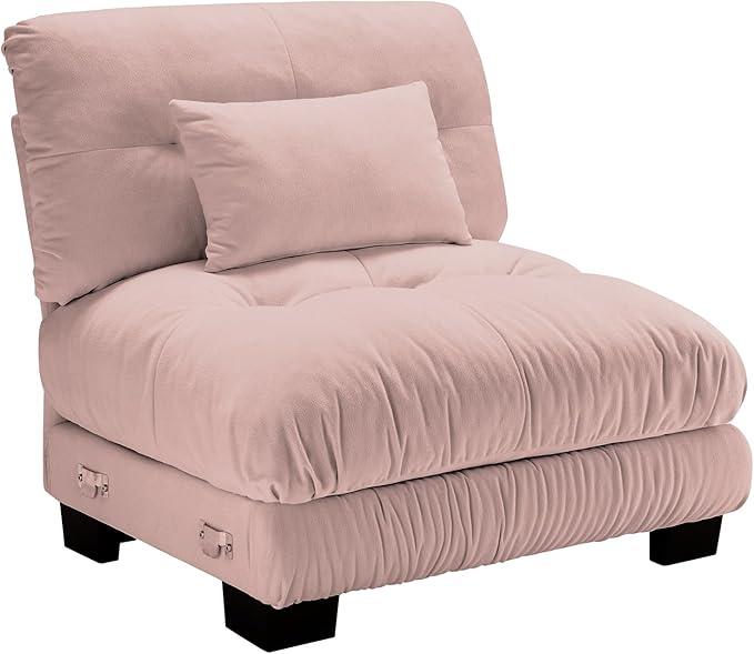 Armless Sofa W/1 Pillow - Pink