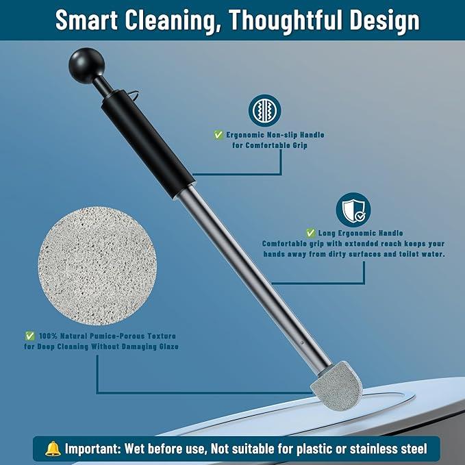 2025 New Pumice Toilet Cleaner 17inch with Handle - Toilet, Pool & Tub Hard Water Stain Remover (1handle+8pumice)