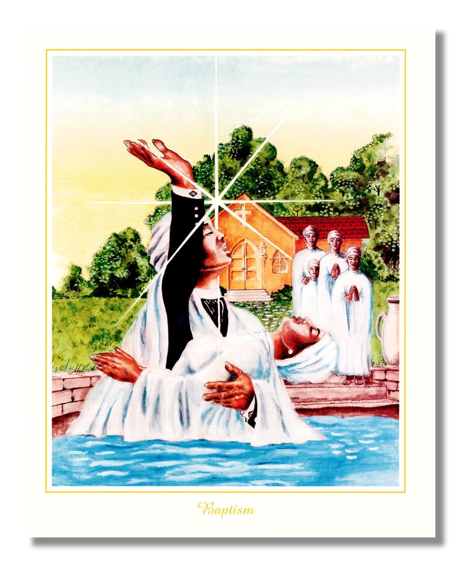 Black Baptism Wall Art - African American 8x10 Art Print | Religious Home Decor