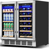 Wine and Beverage Refrigerator 30 Inch, Beverage Fridge Dual Zone with Upgraded Cooling, Wine Beverage Cooler Built-in or Freestanding, 30 Bottles and 110 Cans Large Capacity