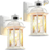 VIANIS 2-Pack Motion Sensor Outdoor Lights for House, White Garage Light Wall Mount Lantern, Modern Exterior LED Wall Lights Fixtures with Ripple Tempered Glass, Outside Wall Sconce Lamp for Porch