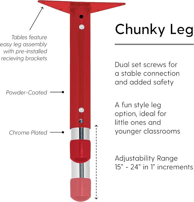 Factory Direct Partners FDP Rectangle Activity School and Classroom Kids Table (36 x 60 inch), Toddler Leg, Adjustable Height 15-24 inches - Maple Top and Red Edge