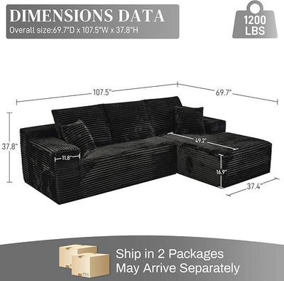 Modular Sectional Sofa Cloud Sectional Couch, 107